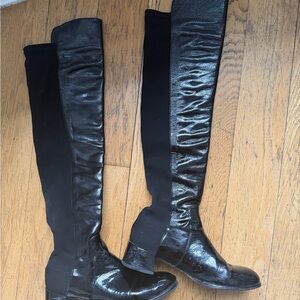 Stuart Weitzman 7.5 50/50 gorgeous classic Black Patent Leather Women's Shoes